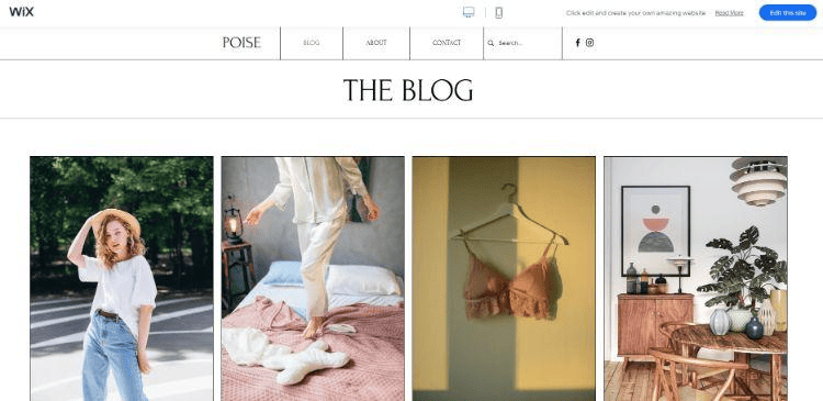  Wix template for a fashion blog.