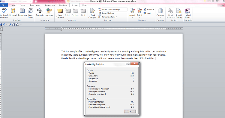 ms word readability